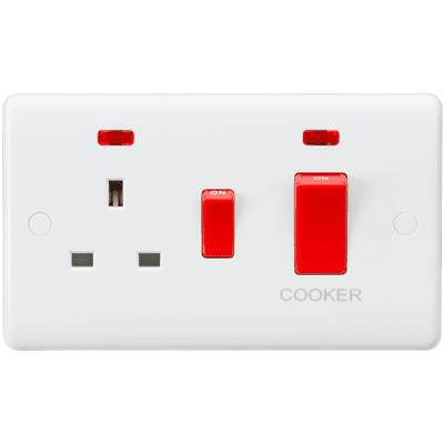 ML Accessories CU8333N Curved Edge 45A DP Switch and 13A Switched Socket with neons