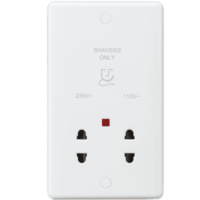 ML Accessories CU8900N Curved Edge Dual Voltage Shaver Socket with Neon