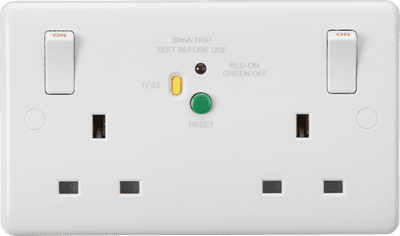 ML Accessories CU9RCD 13A 2G DP RCD Switched Socket - 30mA Type A