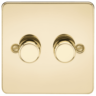 ML Accessories FP2192PB Flat Plate 2G 2 way 10-200W 5-150W LED Trail Edge Dimmer Polished Brass