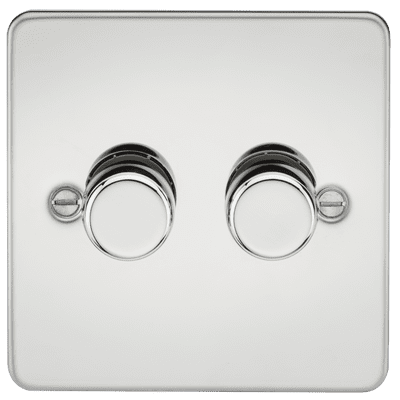 ML Accessories FP2192PC Flat Plate 2G 2 way 10-200W 5-150W LED Trail Edge Dimmer Polished Chrome