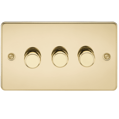 ML Accessories FP2193PB Flat Plate 3G 2 way 10-200W 5-150W LED Trail Edge Dimmer Polished Brass