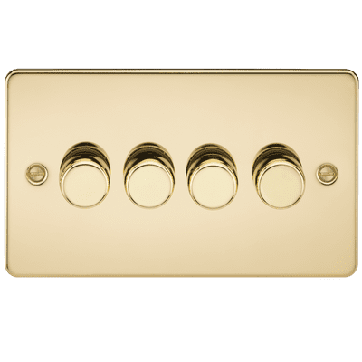 ML Accessories FP2194PB Flat Plate 4G 2 way 10-200W 5-150W LED Trailing Edge Dimmer Polished Brass