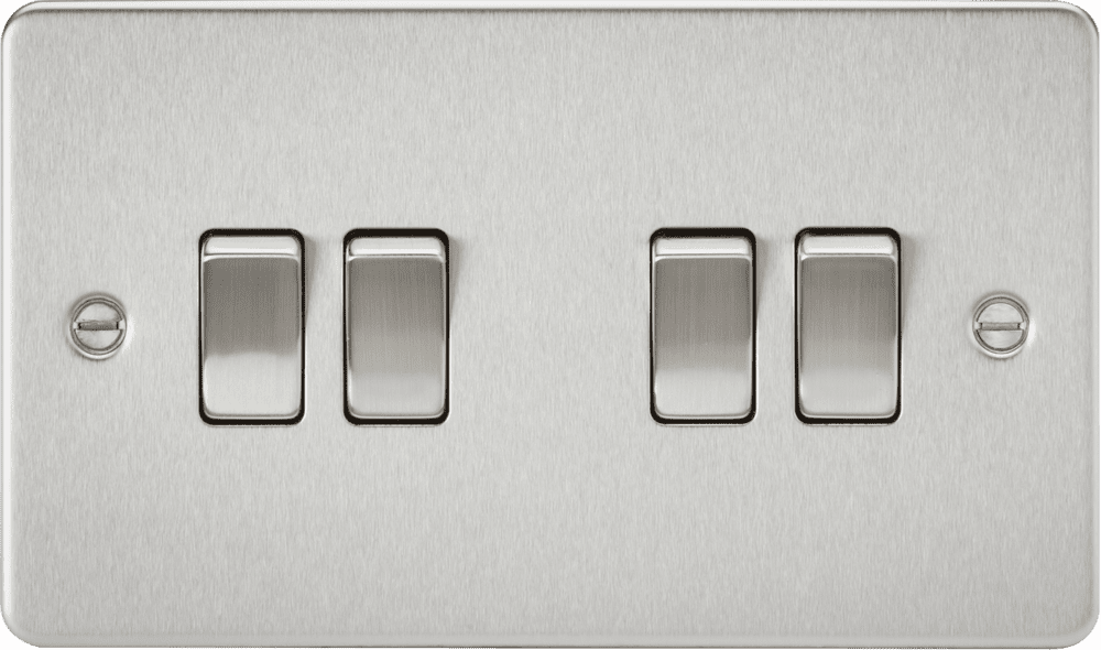 ML Accessories FP4100BC Flat plate 10AX 4G 2-way switch - brushed chrome