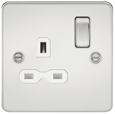 ML Accessories FPR7000PCW Flat Plate 13A 1G DP Switched Socket - Polished Chrome
