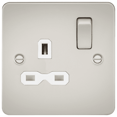 ML Accessories FPR7000PLW Flat Plate 13A 1G DP Switched Socket - Pearl with White Insert