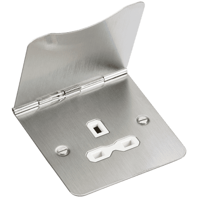 ML Accessories FPR7UBCW 13A 1G Unswitched Floor Socket - Brushed Chrome with White Insert