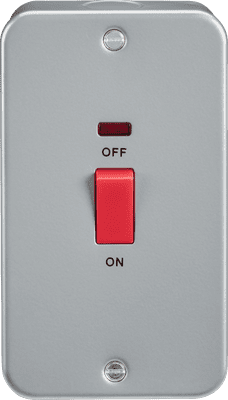 ML Accessories M8332N Metal Clad 45A DP Switch with Neon - Large Plate