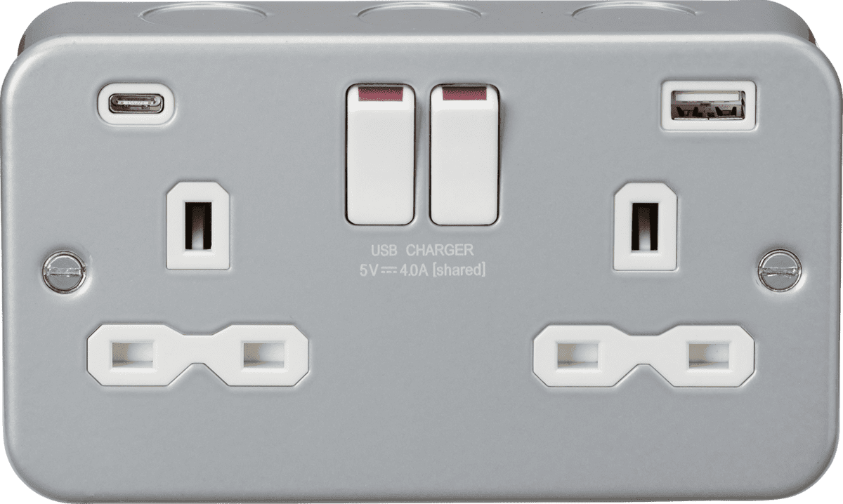 ML Accessories MR9940 Metal Clad 13A 2G SP Switched Socket with dual ...