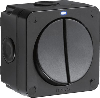 ML Accessories OP3 IP66 20AX 2G SP 2-way Switch Black