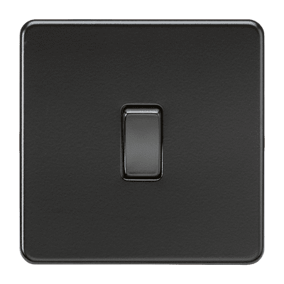 ML Accessories SF2000MBB Screwless 10AX 1G 2-Way Switch - Matt Black with Black rocker