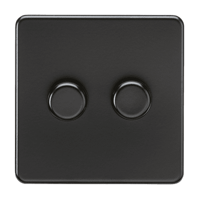 ML Accessories SF2192MBB Screwless 2G 2-way 10-200W 5-150W LED Trail Edge Dimmer - Matt Black