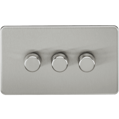 ML Accessories SF2193BC Screwless 3G 2-way 10-200W 5-150W LED Trailing Edge Dimmer Brushed Chrome