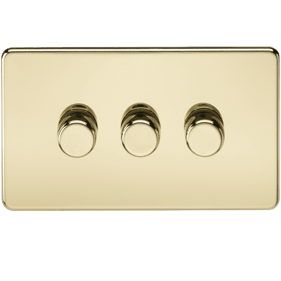 ML Accessories SF2193PB Screwless 3G 2-way 10-200W 5-150W LED Trailing Edge Dimmer Polished Brass