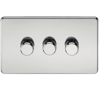 ML Accessories SF2193PC Screwless 3G 2-way 10-200W 5-150W LED Trailing Edge Dimmer Polished Chrome