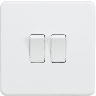 ML Accessories SF3000MW Screwless 10AX 2G 2-Way Switch - Matt White