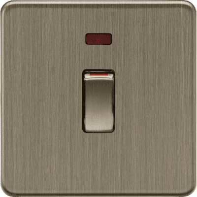 ML Accessories SF81MNAB 45A 1G DP switch with neon - Antique Brass
