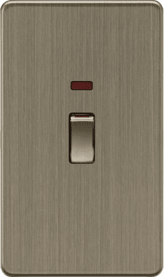ML Accessories SF82MNAB 45A DP switch with Neon (2G size) - Antique Brass