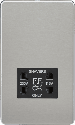 ML Accessories SF8900BC Screwless 115V/230V Dual Voltage Shaver Socket - Brushed Chrome