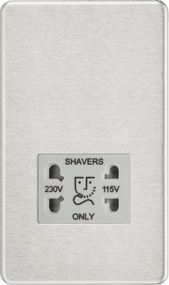 ML Accessories SF8900BCG Screwless 115/230V Dual Voltage Shaver Socket - Brushed Chrome