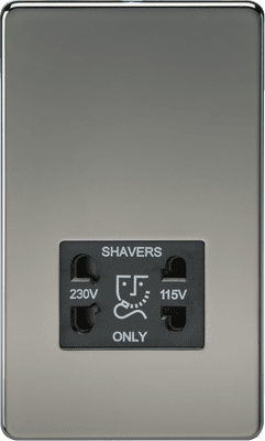ML Accessories SF8900BN Screwless 115V/230V Dual Voltage Shaver Socket - Black Nickel