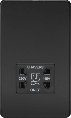 ML Accessories SF8900MB Screwless 115V/230V Dual Voltage Shaver Socket - Matt Black