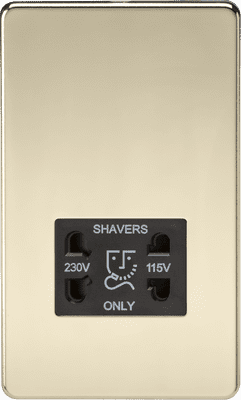 ML Accessories SF8900PB Screwless 115V/230V Dual Voltage Shaver Socket - Polished Brass