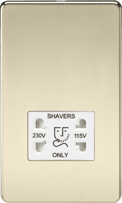 ML Accessories SF8900PBW Screwless 115V/ Dual Voltage Shaver Socket Polished Brass
