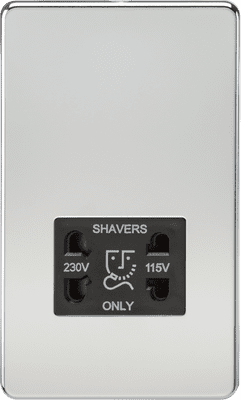 ML Accessories SF8900PC Screwless 115V/230V Dual Voltage Shaver Socket - Polished Chrome