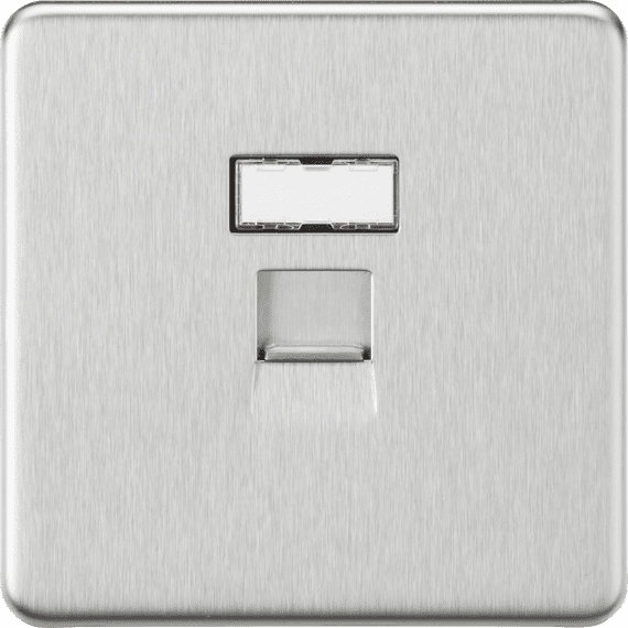 ML Accessories SFC6BC UTP CAT6a RJ45 Network Outlet - Brushed Chrome