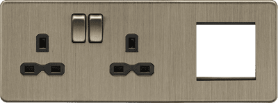 ML Accessories SFR192LAB 13A 2G DP Socket + 2G Modular Combination Plate - Antique Brass
