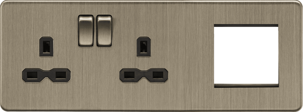 ML Accessories SFR192LAB 13A 2G DP Socket 2G Modular Combination Plate ...