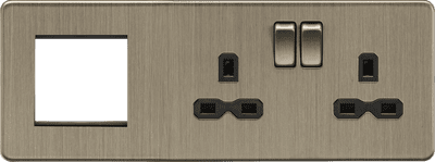 ML Accessories SFR192RAB 13A 2G DP Socket + 2G Modular Combination Plate - Antique Brass