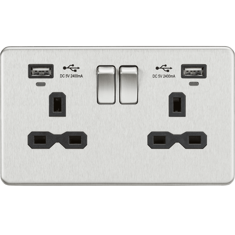 ML Accessories SFR9904NBC 13A 2G Switched Socket Dual USB LED Charge ...