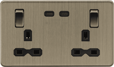 ML Accessories SFR9965AB Dual Fastcharge Double Socket Antique Brass