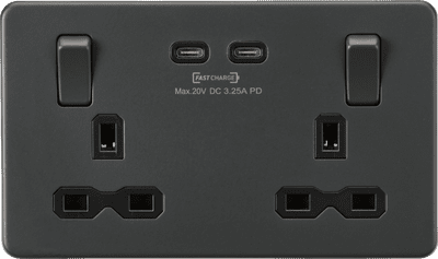 ML Accessories SFR9965AT  Dual Fastcharge Double Socket Anthracite