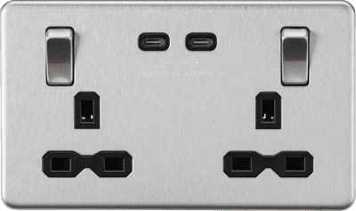ML Accessories SFR9965BC Dual Fastcharge Double Socket Brushed Chrome