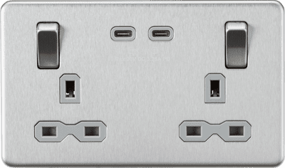 ML Accessories SFR9965BCG Dual Fastcharge Double Socket Brushed Chrome