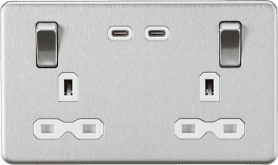 ML Accessories SFR9965BCW Dual Fastcharge Double Socket Brushed Chrome