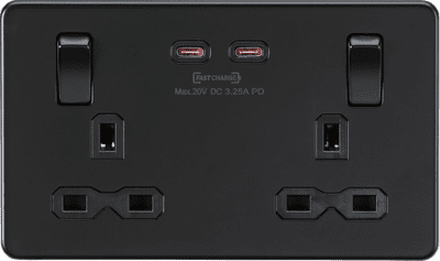 ML Accessories SFR9965MBB  Dual Fastcharge Double Socket Matt Black