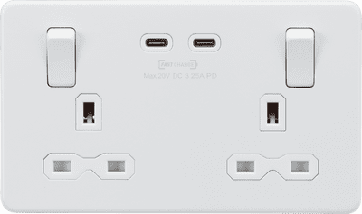 ML Accessories SFR9965MW  Dual Fastcharge Double Socket Matt White