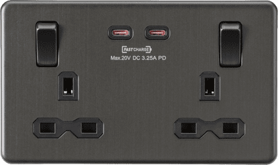 ML Accessories SFR9965SB  Dual Fastcharge Double Socket Smoked Bronze