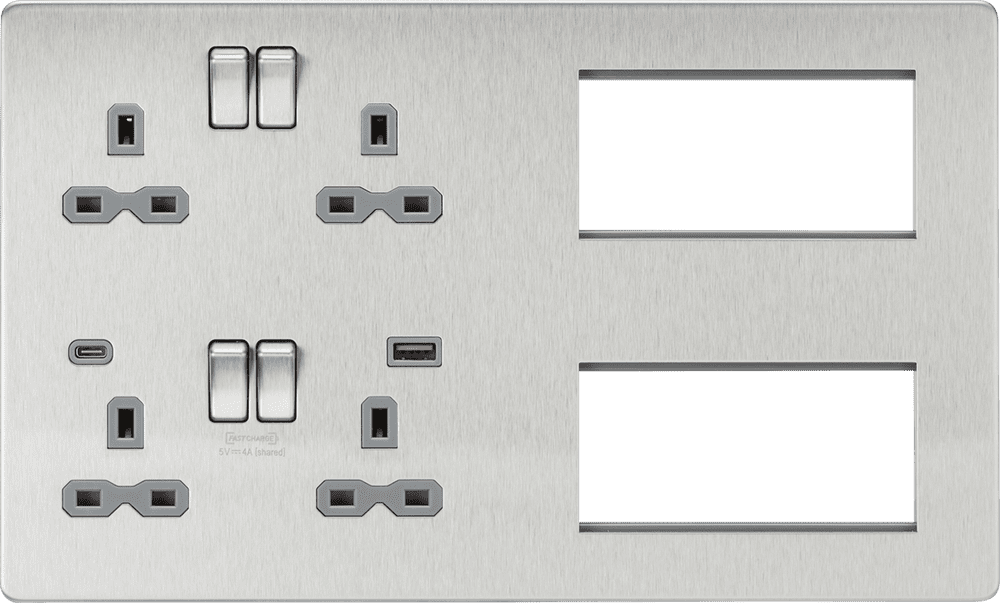 ML Accessories SFR998BCG Screwless Combination Plate with Dual USB ...