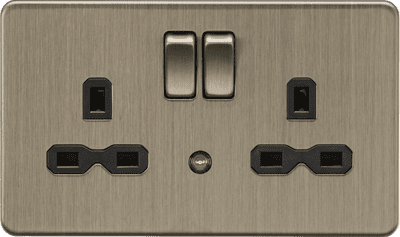 ML Accessories SFR9NLAB 13A 2G DP switched socket with night light function - Antique Brass