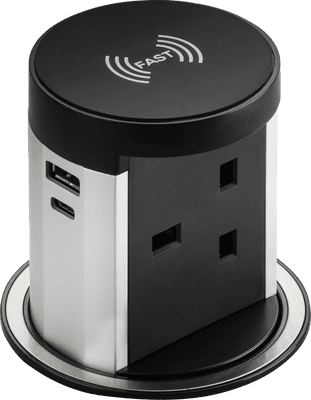 ML Accessories SK0016 13A Pop up Socket with 10W Wireless Charger and Dual USB A+C Max. 30W