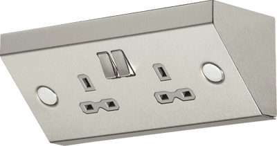 ML Accessories SKR008 13A 2G Mounting DP Switched Socket - Stainless Steel with grey insert
