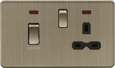 ML Acessories SFR83MNAB 45A DP switch and 13A switched socket with neons - Antique Brass