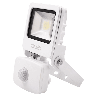 Ovia Lighting OV10110WHWWPIR 10W LED Floodlight 3K White IP44 + PIR