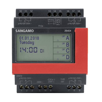 Sangamo 26404 Din Rail 4 Module 4ch 7 Day Time Switch
