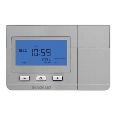 Sangamo CHPRSTATDPS Choice Plus Room Thermostat Digital Silver 7 Day Program With Frost Protection